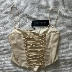 White fox corset top cream